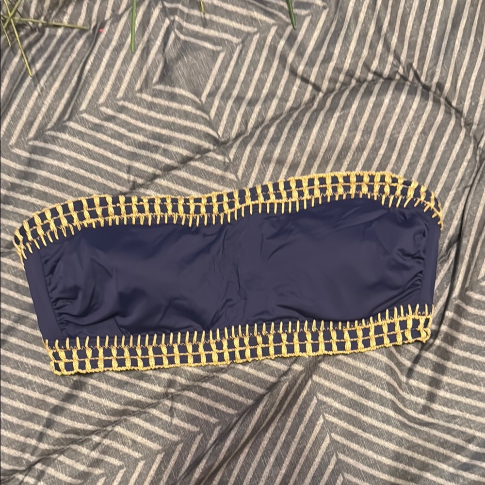 Giani Bernini Navy and Yellow Bandeau Swim Top